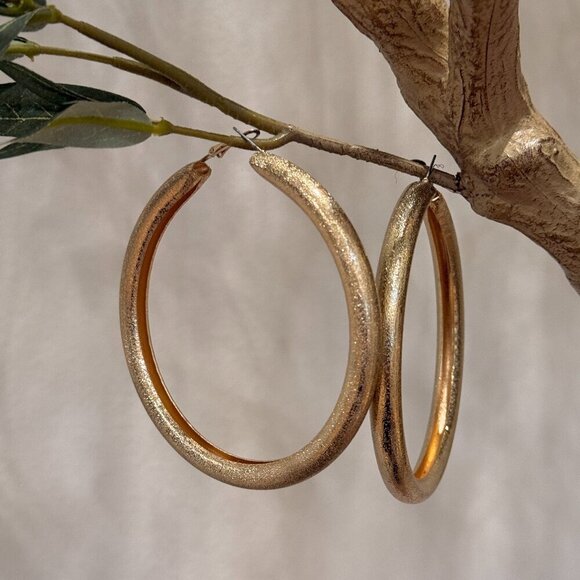 Jewelry - LARGE THICK GOLD HOOPS EARRINGS